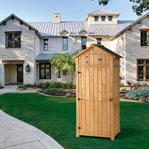 B BAIJIAWEI Outdoor Storage Shed - Wood Garden Storage Cabinet - Waterproof Tool Storage Cabinet with Lockable Doors for Garden, Patio, Backyard