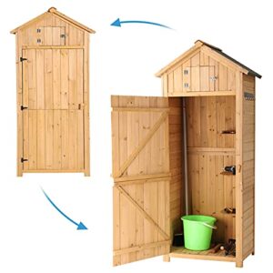 B BAIJIAWEI Outdoor Storage Shed - Wood Garden Storage Cabinet - Waterproof Tool Storage Cabinet with Lockable Doors for Garden, Patio, Backyard