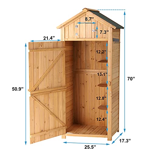 B BAIJIAWEI Outdoor Storage Shed - Wood Garden Storage Cabinet - Waterproof Tool Storage Cabinet with Lockable Doors for Garden, Patio, Backyard