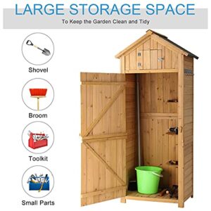 B BAIJIAWEI Outdoor Storage Shed - Wood Garden Storage Cabinet - Waterproof Tool Storage Cabinet with Lockable Doors for Garden, Patio, Backyard