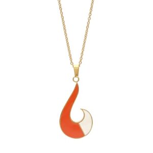 zag store -female miraculous ladybug - rena rouge fox necklace, gold white ornage