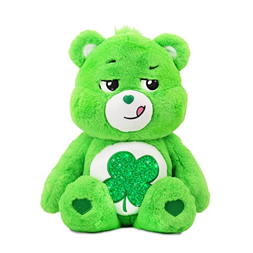 Care Bears 18" Plush - Good Luck Bear with Glitter Belly Badge - Soft Huggable Material!