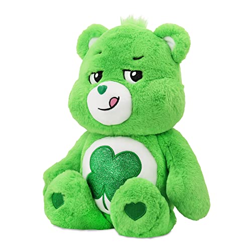 Care Bears 18" Plush - Good Luck Bear with Glitter Belly Badge - Soft Huggable Material!