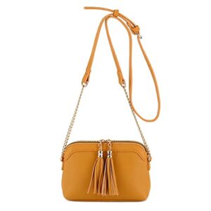 v+benie tassel small crossbody bag with chain strap small purse handbags for women, mustard