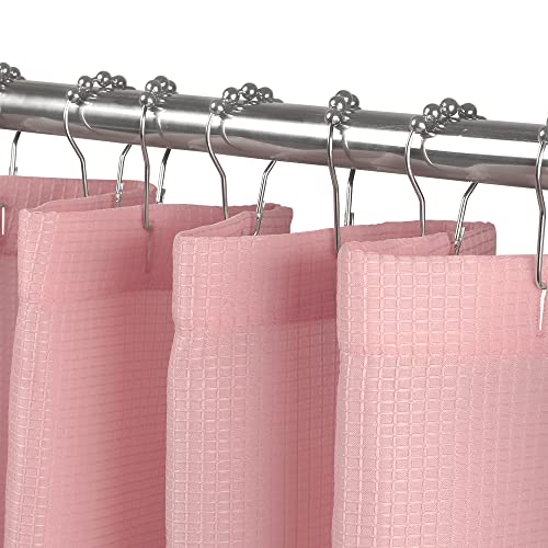 Pretty House Water Resistant Light-Weight Shower Curtain, Waffle Weave; Spa, Hotel Quality Premium Bathroom Shower Curtains; Machine Washable; 72 x 72 inch Blush Curtain