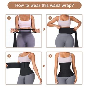FeelinGirl Waist Trainer for Women Snatch Bandage Tummy Wrap Plus Size Workout Waist Trimmer for Gym Sport Bandage Wrap