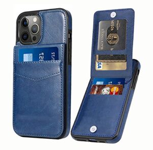 seabaras iphone 13 pro wallet case with credit card holder for women men pu leather wallet case for iphone 13 pro case 6.1 inch (blue)