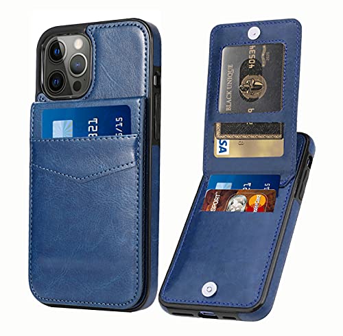 Seabaras iPhone 13 Pro Wallet Case with Credit Card Holder for Women Men PU Leather Wallet Case for iPhone 13 Pro Case 6.1 inch (Blue)