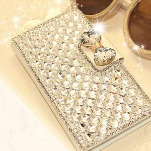 Bonitec iPhone 13 Pro Max Wallet Case - Luxury Glitter Bowknot Diamond Rhinestone Flip Stand with Card Slot