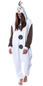 disney frozen adult olaf kigurumi costume union suit pajama for men women (l/xl) white