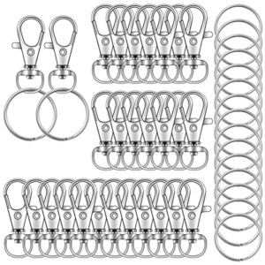 104pcs swivel snap hooks with key rings, metal lobster claw clasp, keychain rings for crafts 1.25inch/32mm