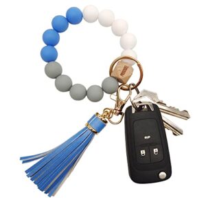 priangel silicone key ring bracelet for women beaded wristlet keychain house car keys rings holder with tassel