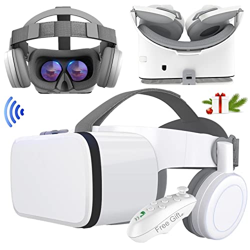 VR Headset, Virtual Reality Headset w/Controller & Headphones for Kid Adult Play 3D Game Movie, Universal VR Set Glasses Goggle Bundle for PC Android Phone for iPhone 13 12 11 Pro X S R Max Samsung