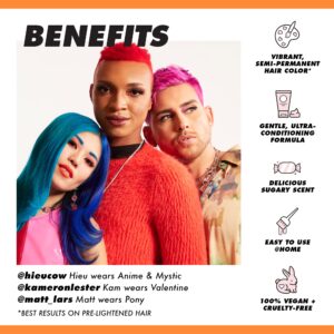 Lime Crime Unicorn Hair Dye Full Coverage, Cutie (Bright Orange) - Vegan and Cruelty Free Semi-Permanent Hair Color Conditions & Moisturizes - Temporary Orange Hair Dye With Sugary Citrus Vanilla Scent