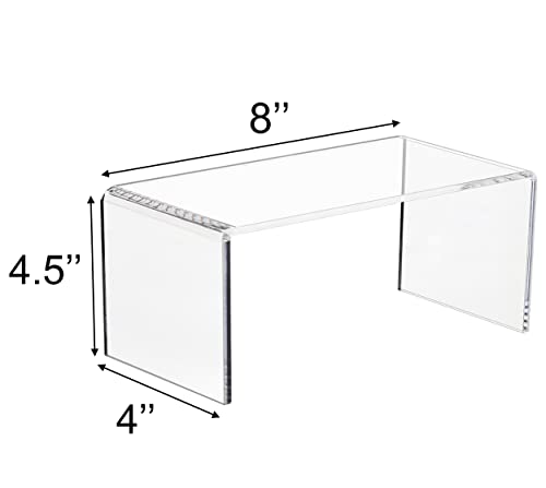 Claytonic Durable 4-Pack Large Clear 4mm Thick Acrylic Display Risers for Funko POP figures,Retail Display, Display Riser Shelf Showcase Fixtures for Jewelry (4, 8''x 4''x 4.5'')