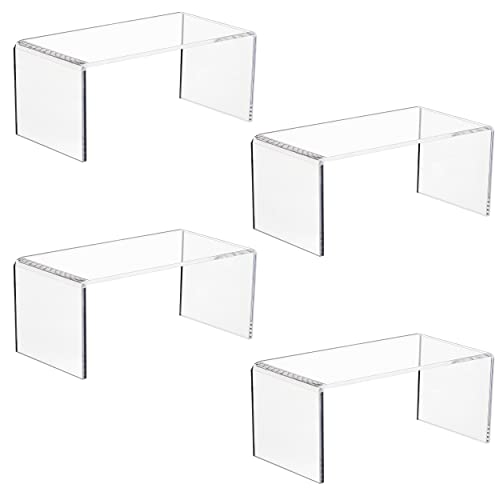 Claytonic Durable 4-Pack Large Clear 4mm Thick Acrylic Display Risers for Funko POP figures,Retail Display, Display Riser Shelf Showcase Fixtures for Jewelry (4, 8''x 4''x 4.5'')