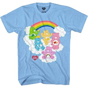 care bears t-shirt - classic care bears distressed look shirt for men or women, heather light blue, small