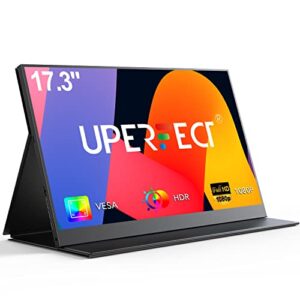 uperfect portable monitor 17.3’’ 1080p, frameless portable screen ips hdr eyecare usb c gaming monitor 1920x1080 with vesa, ultra-wide & lightweight extended monitor