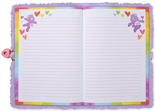 iscream Care Bears Share Bear Lined-Page Lock and Key 8.5" Plush Fur Journal with Mini Spiral Journal