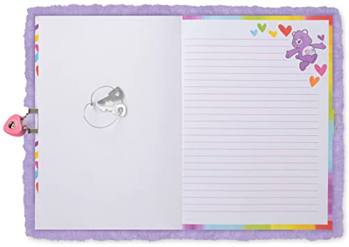 iscream Care Bears Share Bear Lined-Page Lock and Key 8.5" Plush Fur Journal with Mini Spiral Journal