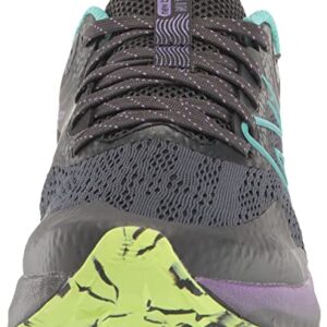 New Balance Women's DynaSoft Nitrel V5 Trail Running Shoe, Magnet/Cyber Jade/Electric Purple, 9.5