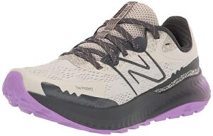 new balance women's dynasoft nitrel v5 trail running shoe, timberwolf/phantom/electric purple, 8 wide