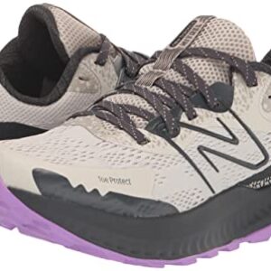 New Balance Women's DynaSoft Nitrel V5 Trail Running Shoe, Timberwolf/Phantom/Electric Purple, 8 Wide