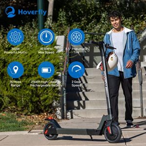 Hoverfly F1 Electric Scooter, 8.5" Pneumatic Tire, Max 15 Mile & 15.5 Mph by 300w Motor, 2 Speed Gear and Safe Headlight and Taillight,Aluminum Alloy Frame & Cruise Control,Foldable Escooter for Adult