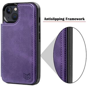 SUANPOT【RFID Blocking for iPhone 13 Wallet case 6.1 5G with Credit Card Holder,Flip Book PU Leather Phone case Shockproof Cover Cellphone Women Men for Apple 13 case Wallet Purple