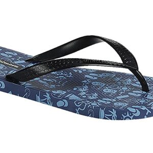 Men's Summer Pattern Flip-Flops Beach Sandals Slippers Shoes Blue/Black (numeric_8_point_5)