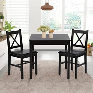 Hudada Kitchen Table Set 3 Piece Dining Table Set Sturdy Wooden Square Table and Chair Breakfast Table Set for 2 Person, Small Dining Room Table Set for Restaurant Home Kitchen Living Room, Brown