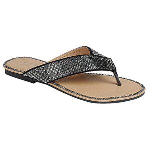 women fashion dazzling flip-flops slip on comfort slippers outdoor sandals with rhinestones black (numeric_8_point_5)