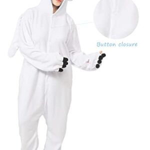 Oiziuzio Animal Unisex Onesie Holloween Cosplay Costume Dragon Pajamas for Adult Women Men White L