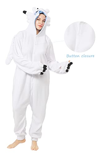 Oiziuzio Animal Unisex Onesie Holloween Cosplay Costume Dragon Pajamas for Adult Women Men White L