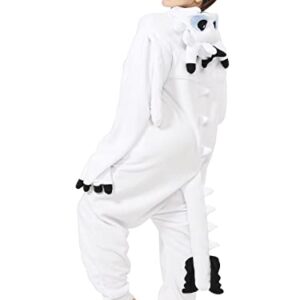 Oiziuzio Animal Unisex Onesie Holloween Cosplay Costume Dragon Pajamas for Adult Women Men White L