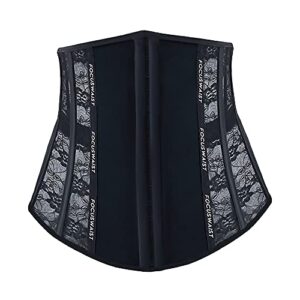 skrfire waist trainer for women underbust waist corsets lace up cincher hourglass body shaper(black-l)