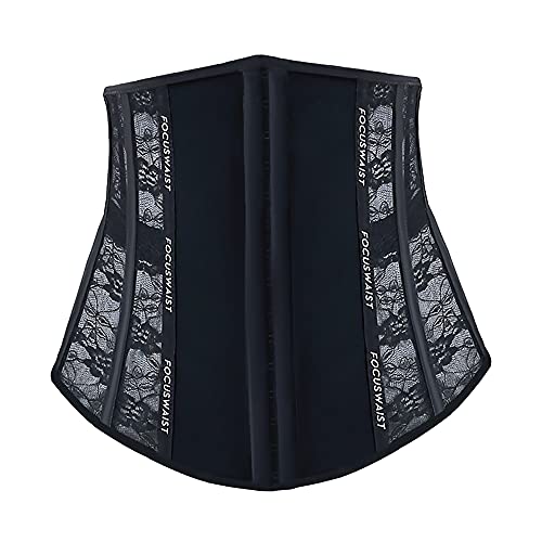 SKRFIRE Waist Trainer for Women Underbust Waist Corsets Lace Up Cincher Hourglass Body Shaper(Black-L)