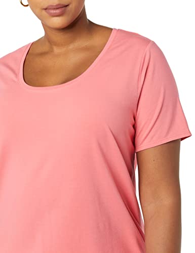 Amazon Essentials Women's Classic-Fit Short-Sleeve Scoop Neck T-Shirt (Available in Plus Size), Pack of 2, White/Hot Pink, 3X