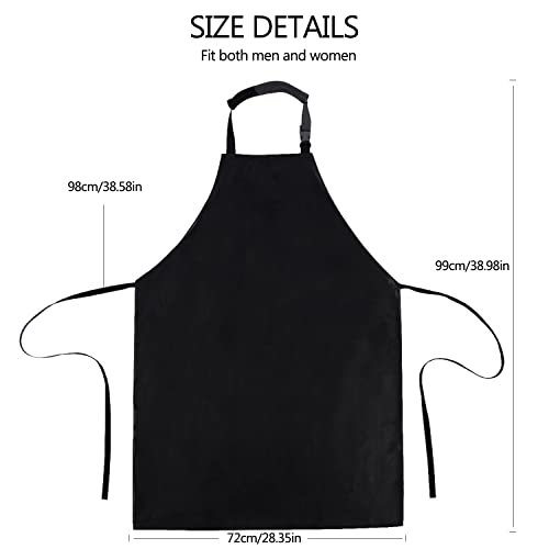 2 Pack Waterproof Rubber Black Vinyl Apron for Men 39" Lightweight Chemical Resistant Industrial Work Apron Adjustable Plastic Aprons for Dishwashing Butcher Dog Grooming Lab Work Fish Cleaning