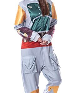 Star Wars Mens' Boba Fett Hooded Costume Union Suit One-Piece Pajama (2XL/3XL) Grey