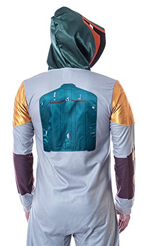 Star Wars Mens' Boba Fett Hooded Costume Union Suit One-Piece Pajama (2XL/3XL) Grey