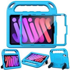 ltrop newest ipad mini 6 case 2021,ipad mini 6th generation case 8.3-inch,ipad mini 6th gen case for kids,built in screen protector, shockproof handle stand case for ipad mini 6 2021 8.3”, blue