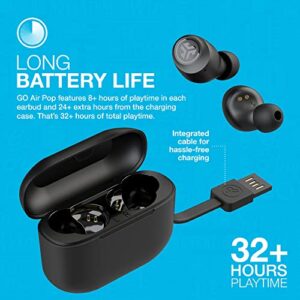 JLab Go Air Pop True Wireless Bluetooth Earbuds + Charging Case | Black | Dual Connect | IPX4 Sweat Resistance | Bluetooth 5.1 Connection | 3 EQ Sound Settings Signature, Balanced, Bass Boost