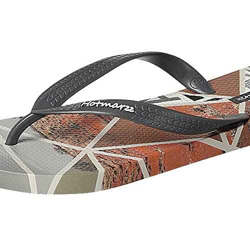 Men's Summer Nature Print Beach Everyday Flip-Flops Slippers Sandals Shoes Orange/Grey (9.5, numeric_9_point_5)