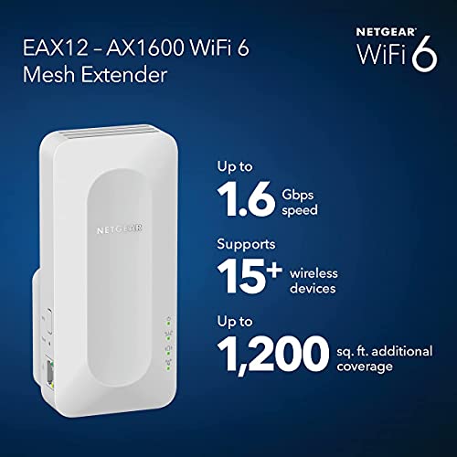 NETGEAR AX1600 4-Stream WiFi Mesh Extender (EAX12) (Renewed)