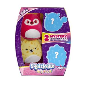 Squishville by Squishmallows SQM0143 Bright Squad-Four 2-Inch Mini Characters-Includes Santiago, Tristan, and Two Mystery Figures-Irresistibly Soft, Colourful Plush, Multicolor