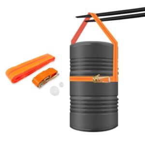 JALMATECH Drum Handling Sling - 55 Gallon, Adjustable, Barrel Lifting, Cattle Feed, Web Sling, Handles up to 1000 LBS, Vertical Capacity, Ideal for Fork Truck, Hoist, Complete with 2 White Bung Caps