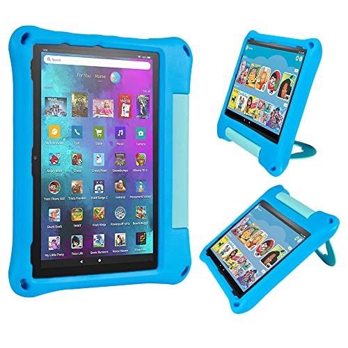 Fire HD 10 Tablet Case (2021 Release, 11th Generation) Oqddqo Amazon Kindle 10 Plus Case for Kids Specially Strengthened Four-Corner Double-Layer Shock Kids 10 inch Cover with Bracket - Blue