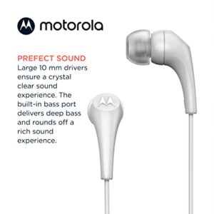 Motorola Wired Earbuds with Microphone - Earbuds 2-S Corded in-Ear Headphones, Control Button for Calls/Music, Comfortable Lightweight Silicone Ear Buds, Clear Bass Sound, Noise Isolation - White