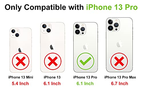 SAMONPOW Compatible with iPhone 13 Pro Case with Card Holder Wallet Dual Layer Hybrid Case Heavy Duty Protection Shockproof Anti Scratch Soft Rubber Bumper Case for iPhone 13 Pro 6.1 inch White